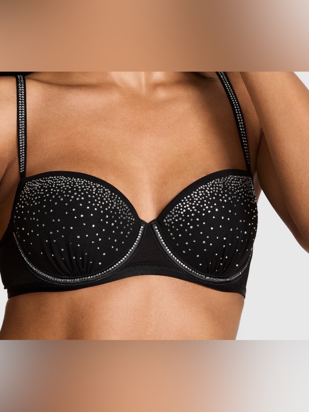 NWT Victoria's Secret Wink Push-Up Balconette Bra Black Mesh Shimmer 34D or 36C